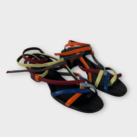 Camper Twins Lace-Up Multicolor Leather Strappy Sandals Size 38 - Picture 2 of 9